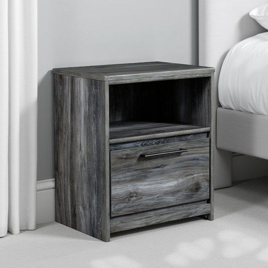 Ashley Bays Nightstand | 1 Drawer USB Port | Modern Laminate Smoky Gray