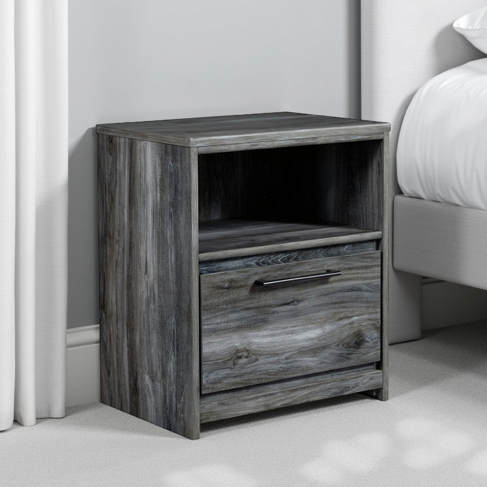 Ashley Bays Nightstand | 1 Drawer USB Port | Modern Laminate Smoky Gray