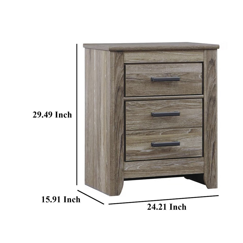 Ashley Lezz Nightstand | 2 Drawers | Rustic Contemporary Laminate Warm Gray BM333023