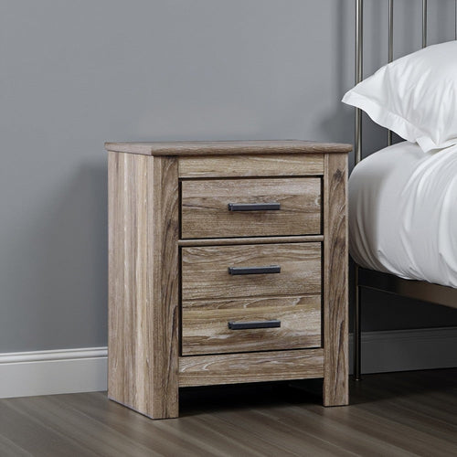 Ashley Lezz Nightstand | 2 Drawers | Rustic Contemporary Laminate Warm Gray