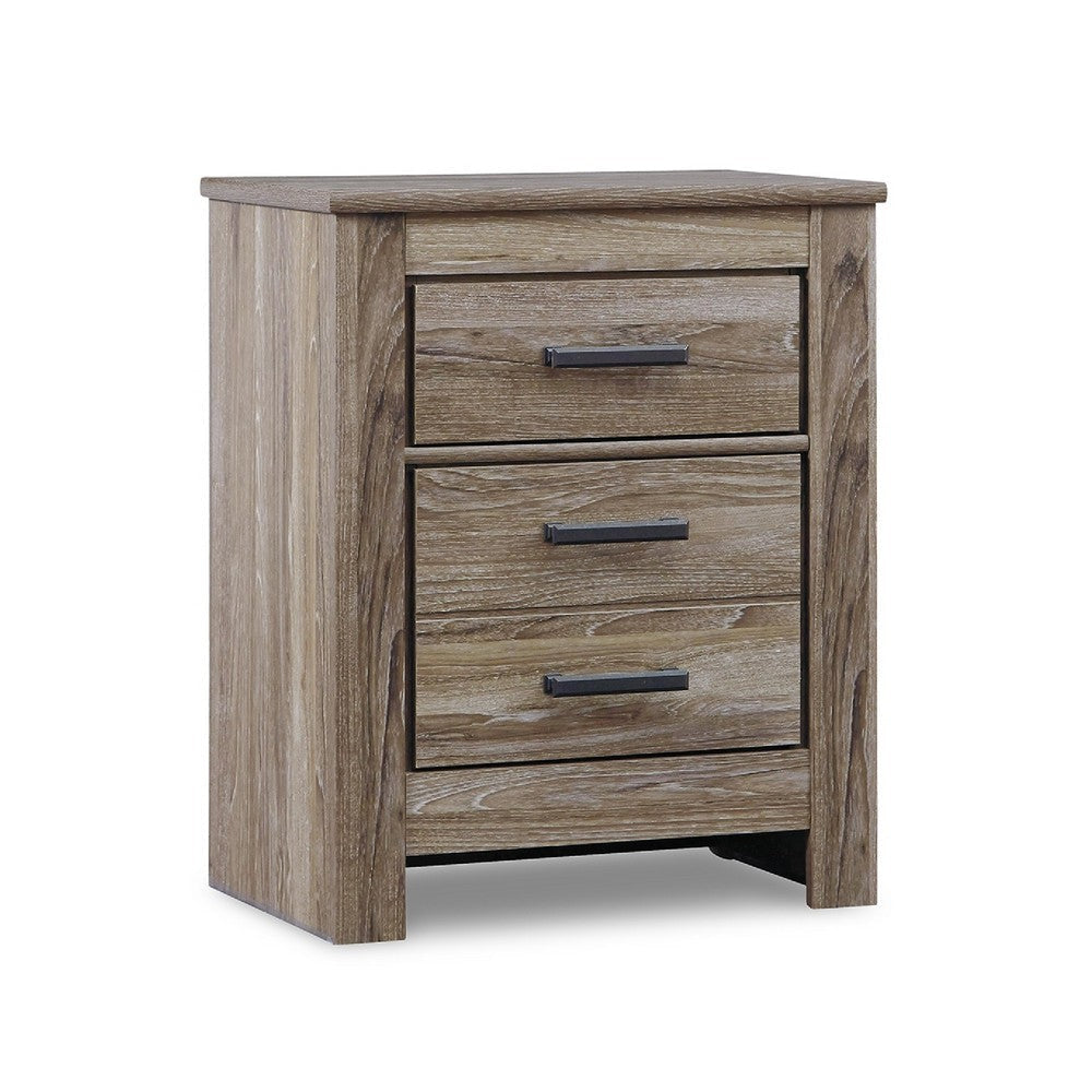 Ashley Lezz Nightstand | 2 Drawers | Rustic Contemporary Laminate Warm Gray