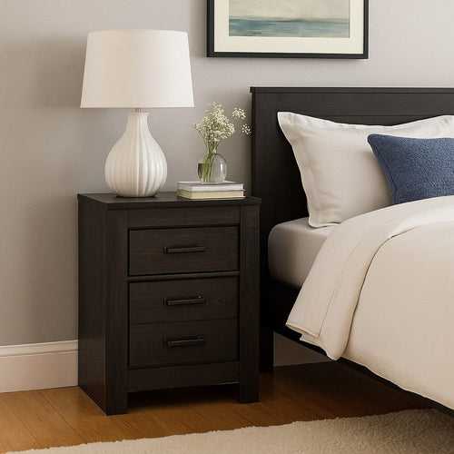 Ashley Brin Nightstand | 2 Drawers | Contemporary Laminate Charcoal Gray