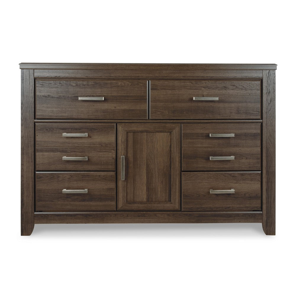 Ashley Rye 61’’ Dresser | 6 Drawers w 1 Cabinet | Classic Laminate Dark Brown BM333026