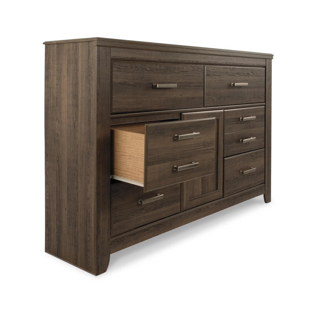 Ashley Rye 61’’ Dresser | 6 Drawers w 1 Cabinet | Classic Laminate Dark Brown BM333026