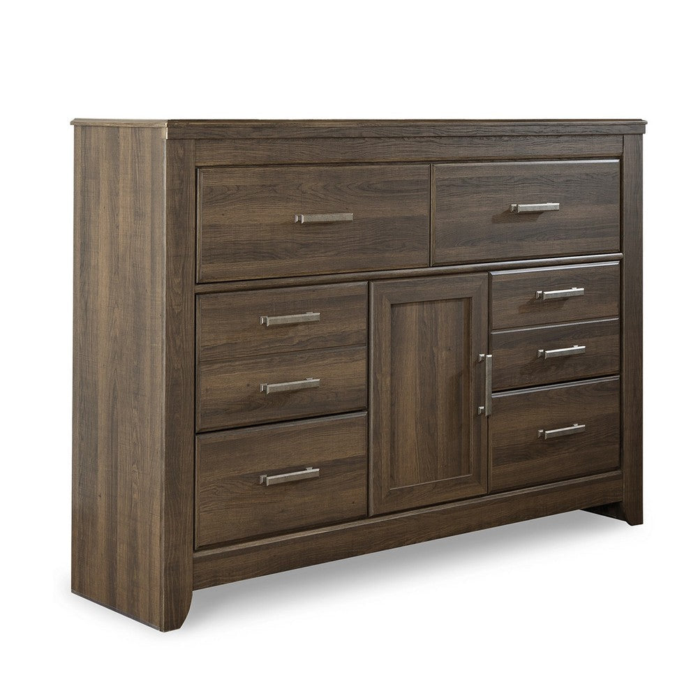 Ashley Rye 61’’ Dresser | 6 Drawers w 1 Cabinet | Classic Laminate Dark Brown BM333026