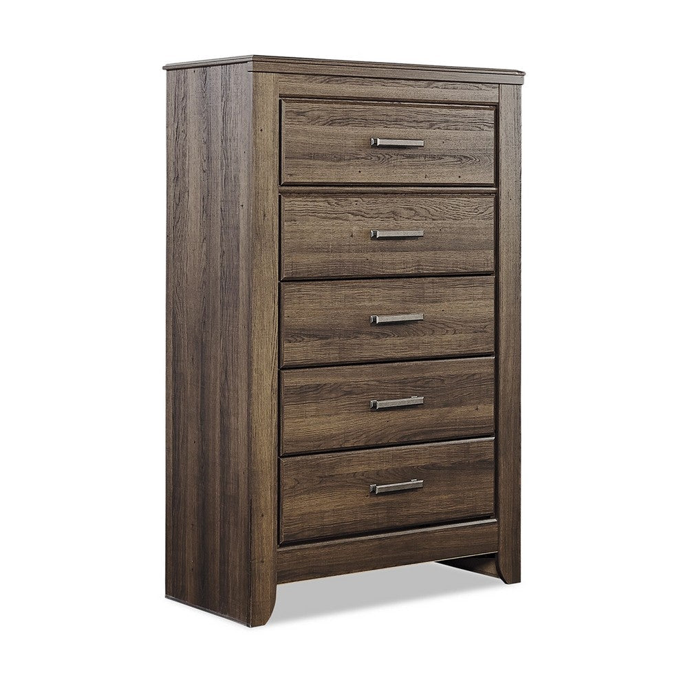Ashley Rye Tall Dresser Chest | 5 Drawer | Modern Classic Laminate Dark Brown
