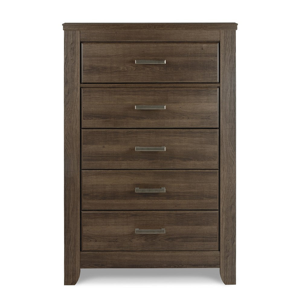 Ashley Rye Tall Dresser Chest | 5 Drawer | Modern Classic Laminate Dark Brown BM333027