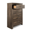 Ashley Rye Tall Dresser Chest | 5 Drawer | Modern Classic Laminate Dark Brown BM333027