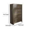Ashley Rye Tall Dresser Chest | 5 Drawer | Modern Classic Laminate Dark Brown BM333027