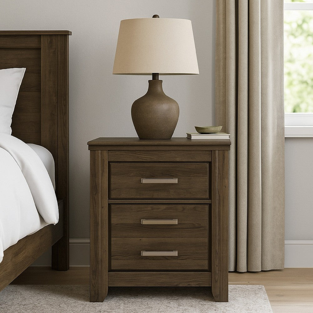 Ashley Rye Nightstand with 2 Drawers | Modern Classic Laminate Dark Brown