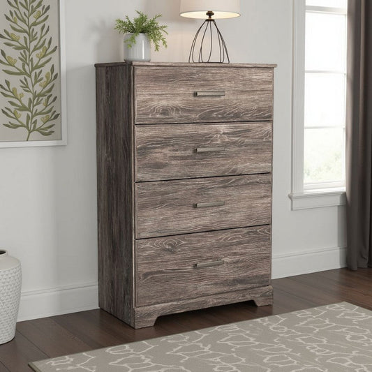 Ashley Isnk Tall Dresser Chest | 4 Drawers | Modern Farmhouse Gray Oak Finish