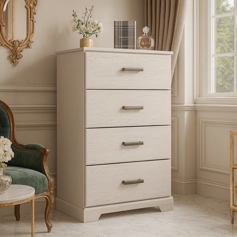 Ashley Tely Tall Dresser Chest | 4 Drawers | Modern Farmhouse Laminate White