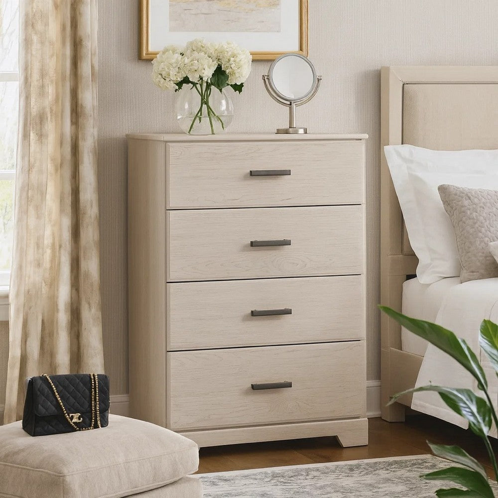 Ashley Tely Tall Dresser Chest | 4 Drawers | Modern Farmhouse Laminate White