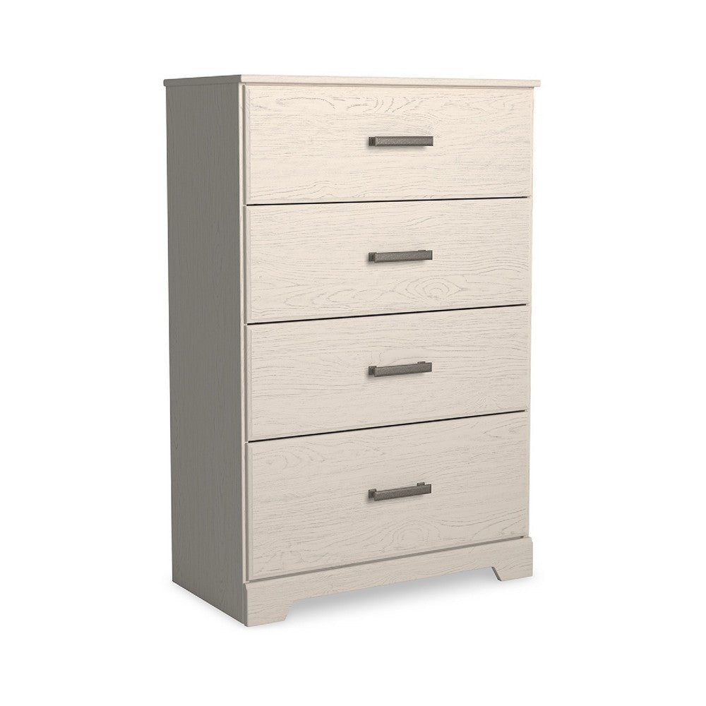 Ashley Tely Tall Dresser Chest | 4 Drawers | Modern Farmhouse Laminate White