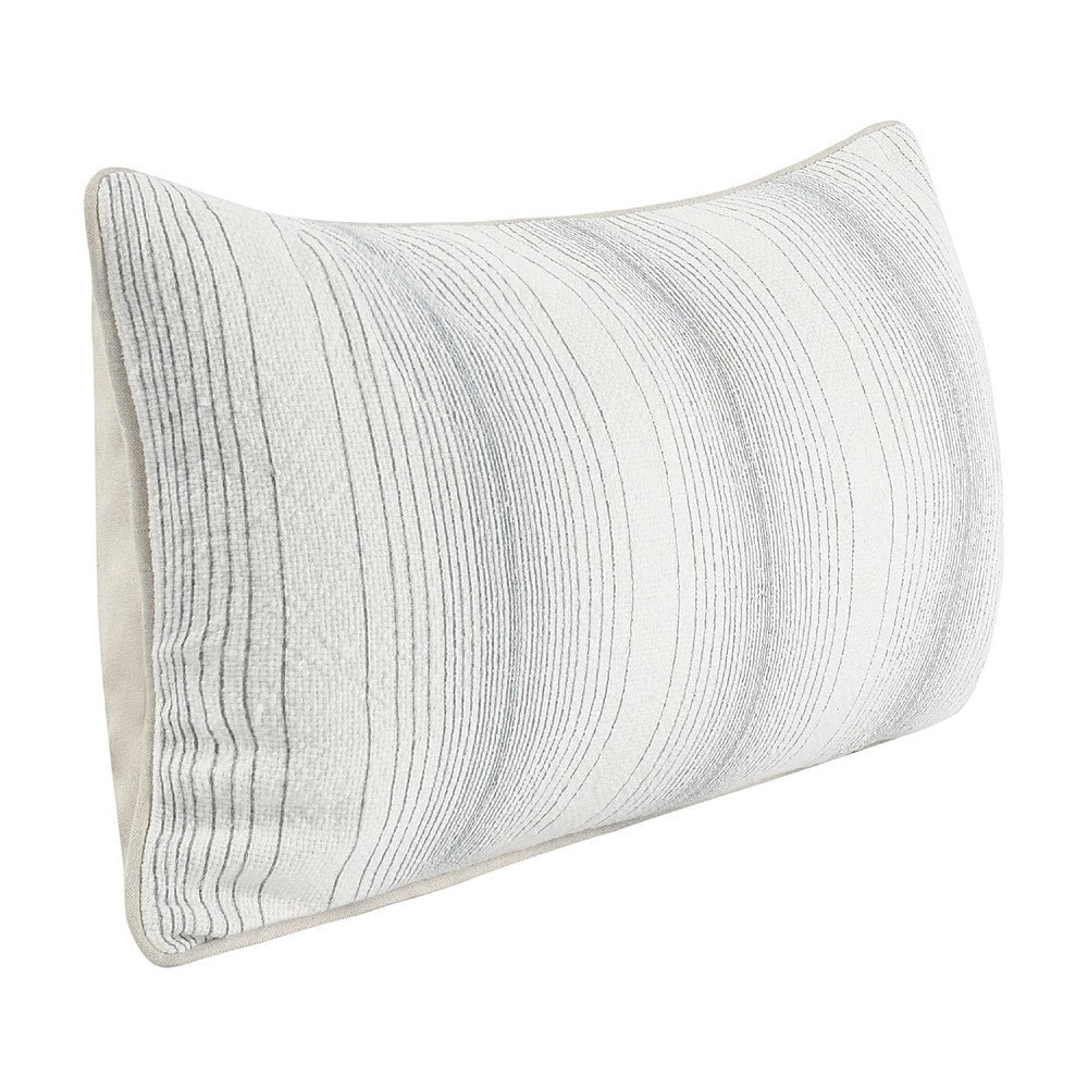 Lumbar Accent Throw Pillow | 14x26 | Cotton Linen Blend | Blue Striped