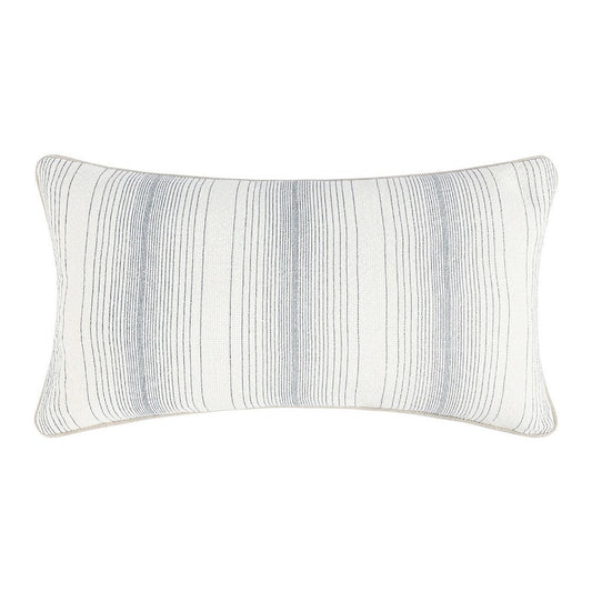 Lumbar Accent Throw Pillow | 14x26 | Cotton Linen Blend | Blue Striped