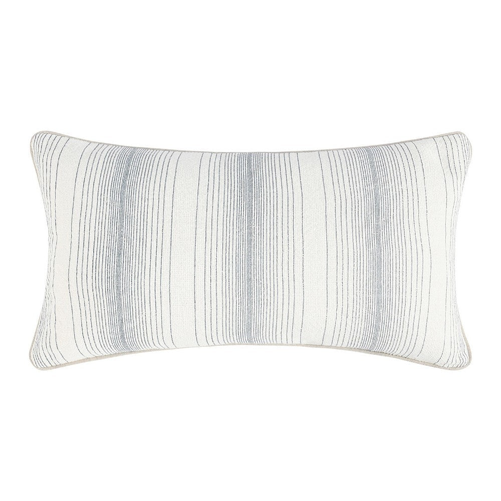 Lumbar Accent Throw Pillow | 14x26 | Cotton Linen Blend | Blue Striped