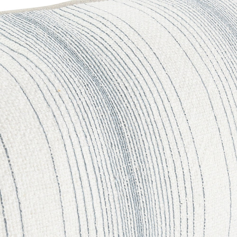 Lumbar Accent Throw Pillow | 14x26 | Cotton Linen Blend | Blue Striped