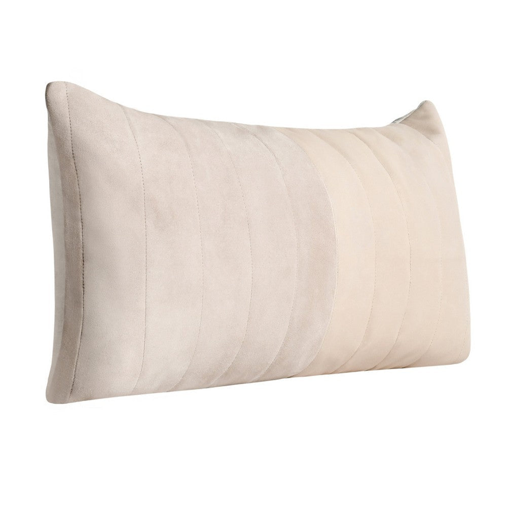 Lumbar Accent Throw Pillow | 14x26 | Color Block Design Beige Leather