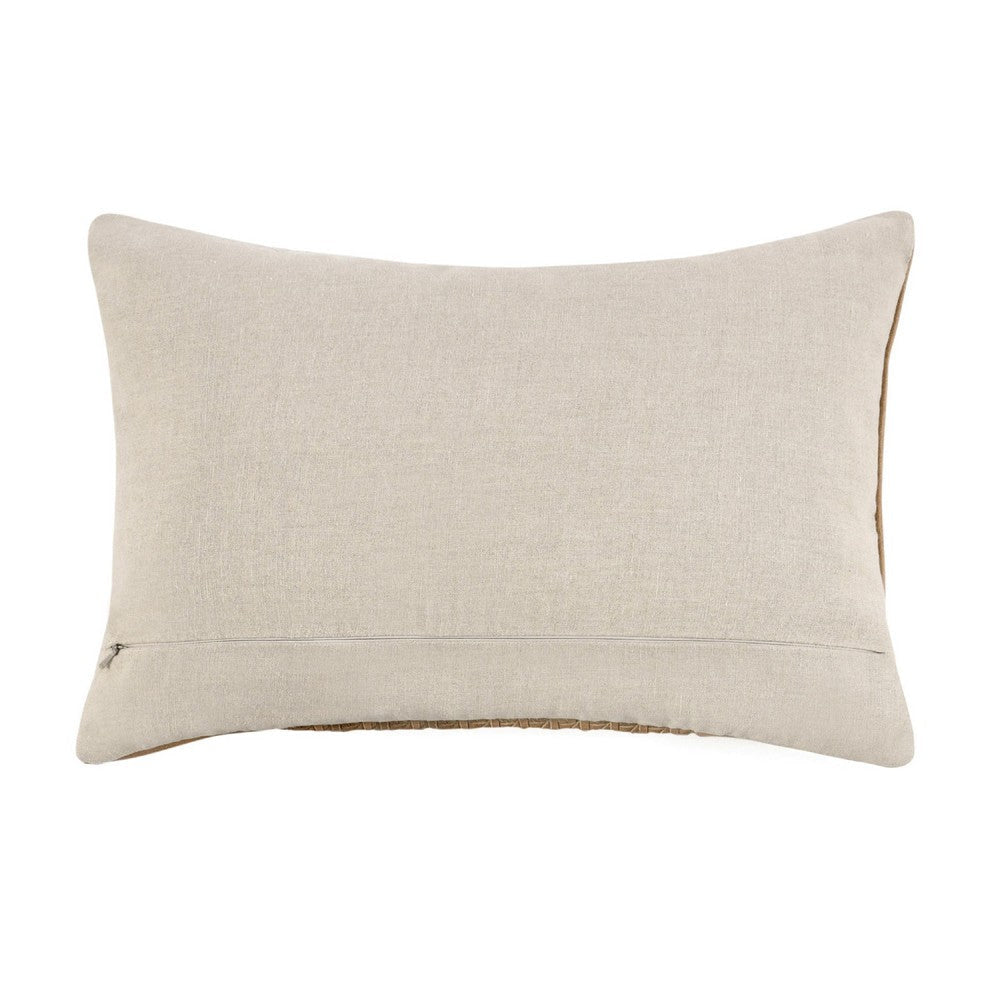 Lush Lumbar Accent Throw Pillow | 14x20 Handwoven Design Brown Leather BM333036