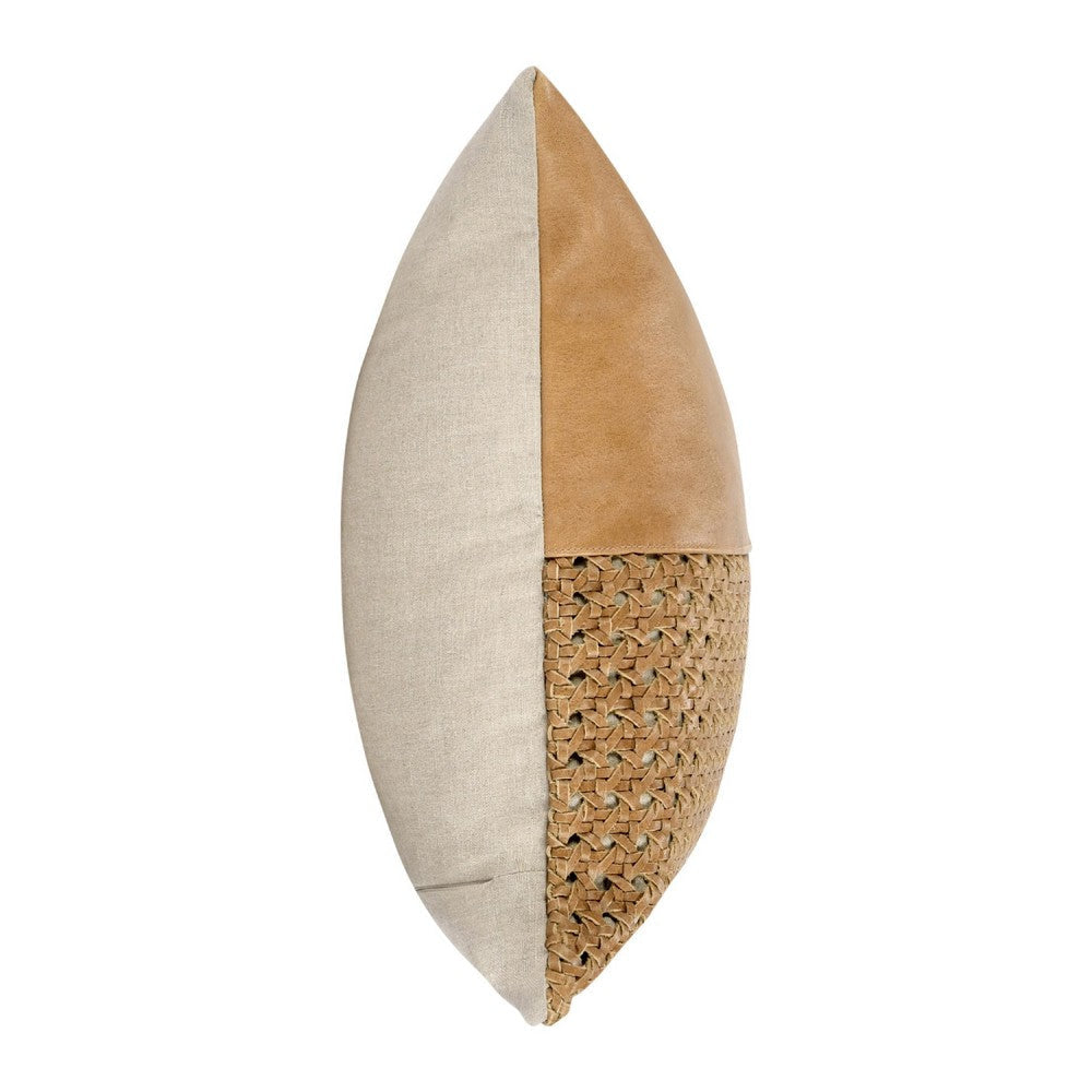 Lush Square Accent Throw Pillow | 18’’ | Handwoven | Brown Leather BM333037