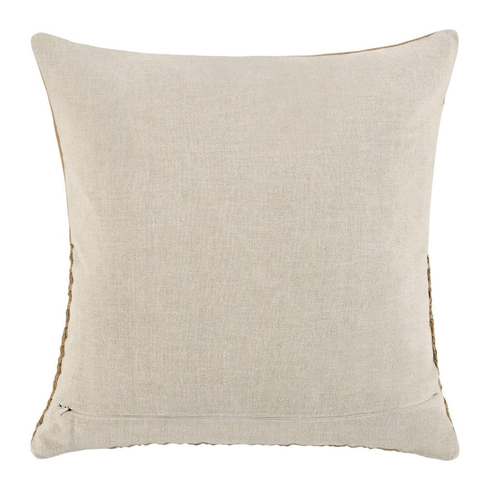 Lush Square Accent Throw Pillow | 18’’ | Handwoven | Brown Leather BM333037