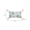 Lumbar Accent Throw Pillow | 14x26 | Blue White Cotton | Beaded Tassel BM333039