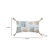 Lumbar Accent Throw Pillow | 14x26 | Blue White Cotton | Beaded Tassel BM333039