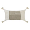 Muff Lumbar Throw Pillow | 14x26 Ivory Cotton | Woven Tape Bead Tassel BM333040