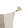 Muff Lumbar Throw Pillow | 14x26 Ivory Cotton | Woven Tape Bead Tassel BM333040