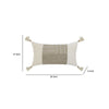 Muff Lumbar Throw Pillow | 14x26 Ivory Cotton | Woven Tape Bead Tassel BM333040