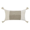 Muff Lumbar Throw Pillow | 14x26 Ivory Cotton | Woven Tape Bead Tassel