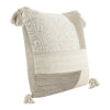 Muff Square Accent Throw Pillow | 22x22 Ivory Cotton Woven Tape Tassel BM333041