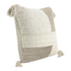 Muff Square Accent Throw Pillow | 22x22 Ivory Cotton Woven Tape Tassel BM333041