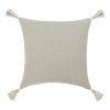 Muff Square Accent Throw Pillow | 22x22 Ivory Cotton Woven Tape Tassel BM333041