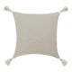 Muff Square Accent Throw Pillow | 22x22 Ivory Cotton Woven Tape Tassel BM333041