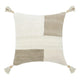 Muff Square Accent Throw Pillow | 22x22 Ivory Cotton Woven Tape Tassel