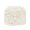 Cusp Square Ottoman Pouf | 18’’ Ivory Faux Wool | Removable Cover BM333042
