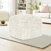 Cusp Square Ottoman Pouf | 18" Ivory Faux Wool | Removable Cover