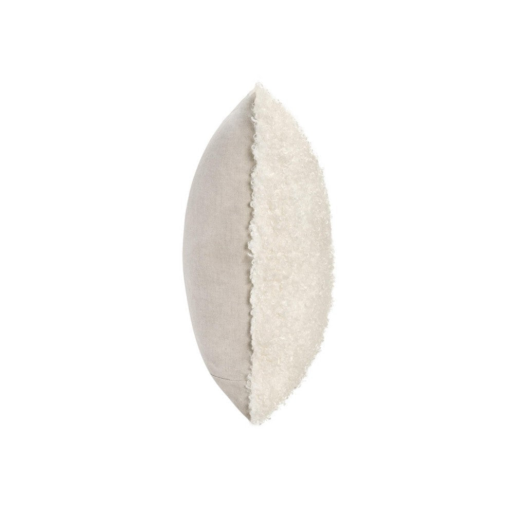 Cusp Square Accent Throw Pillow | 22’’ Curly Texture Ivory Shearling
