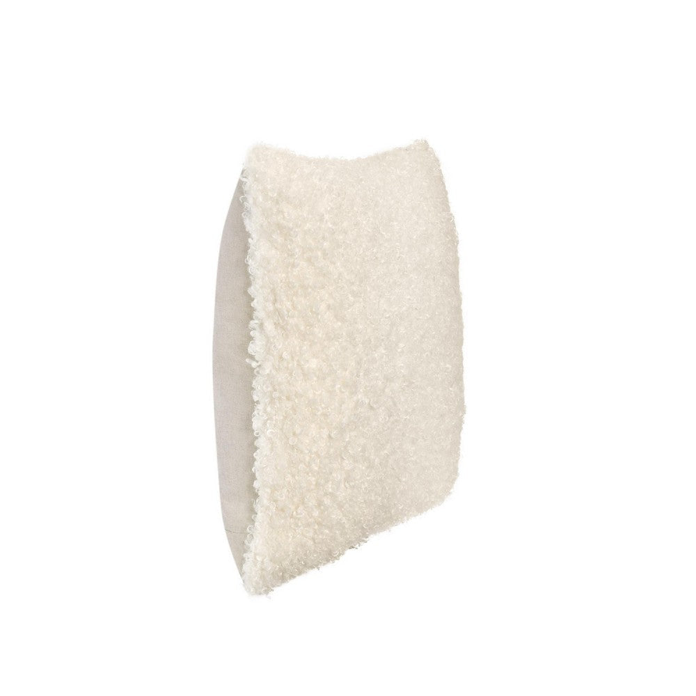 Cusp Square Accent Throw Pillow | 22’’ Curly Texture Ivory Shearling