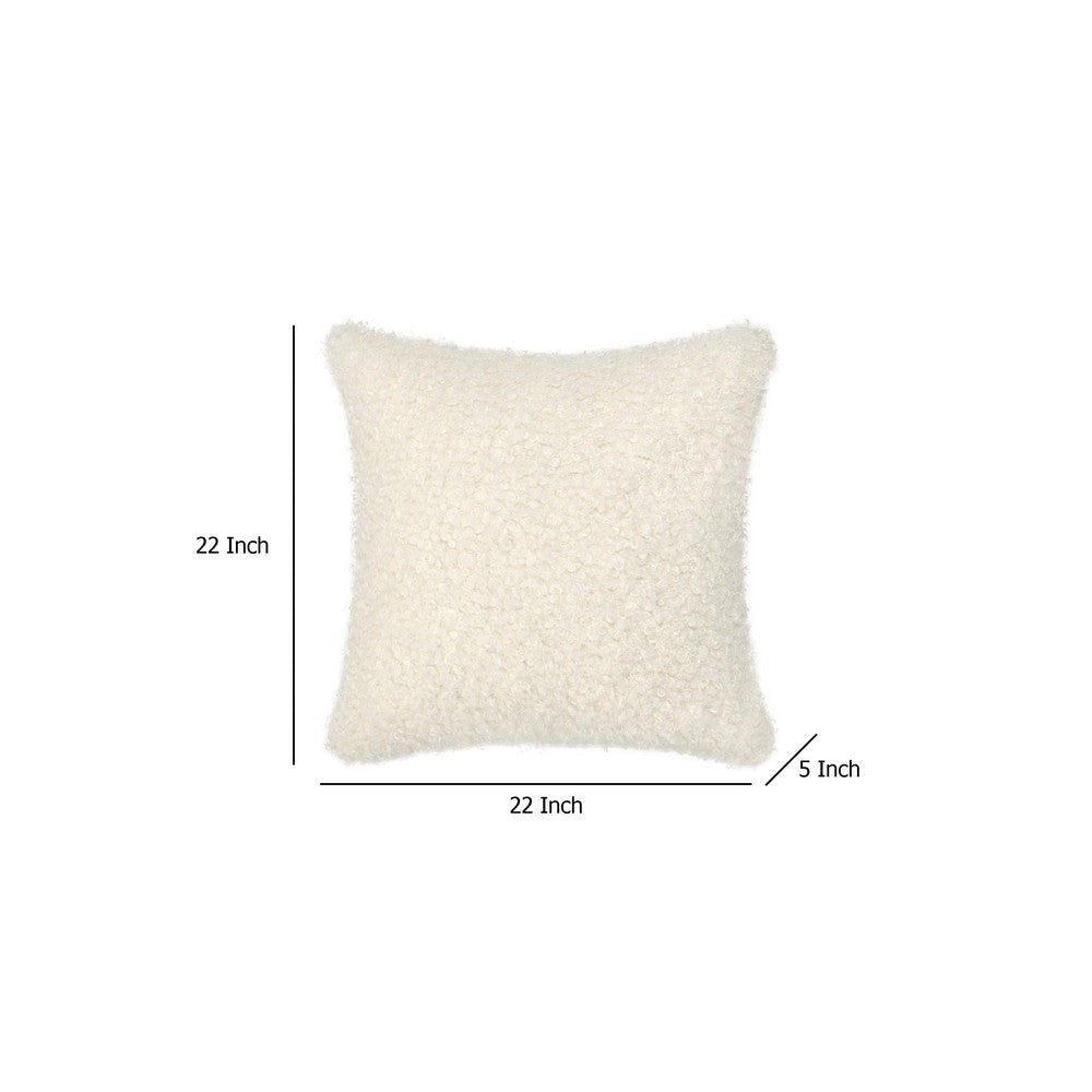 Cusp Square Accent Throw Pillow | 22’’ Curly Texture Ivory Shearling