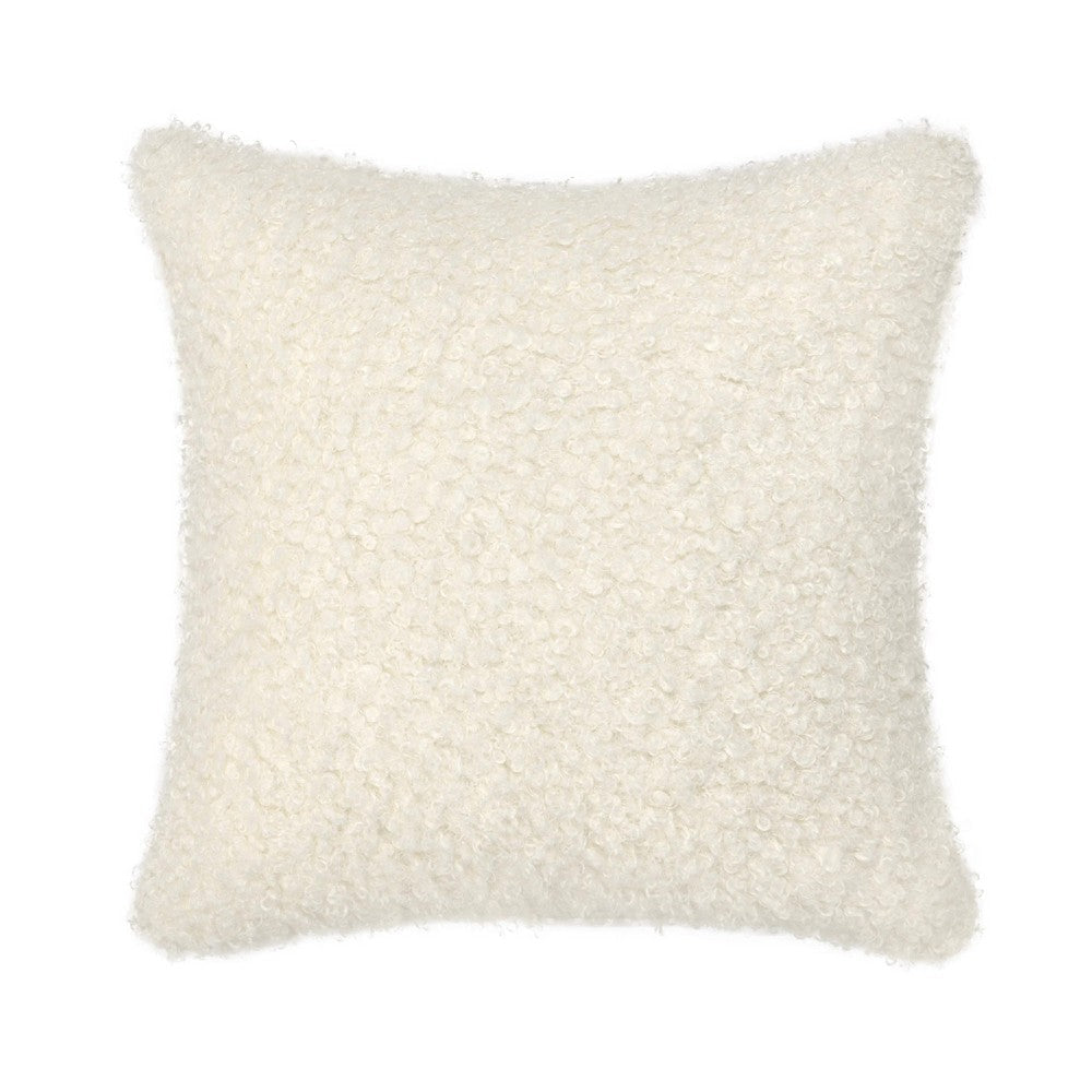 Cusp Square Accent Throw Pillow | 22" Curly Texture Ivory Shearling