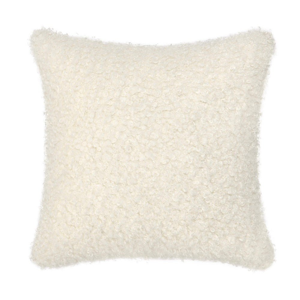 Cusp Square Accent Throw Pillow | 26" Curly Texture Ivory Shearling