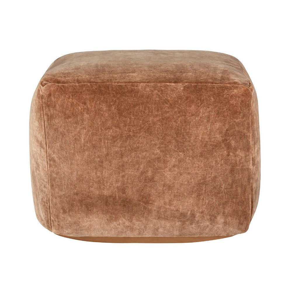 May Square Ottoman Pouf | 18’’ | Vintage Orange Rust Velvet | Polyfill
