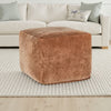 May Square Ottoman Pouf | 18’’ | Vintage Orange Rust Velvet | Polyfill