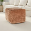 May Square Ottoman Pouf | 18" | Vintage Orange Rust Velvet | Polyfill