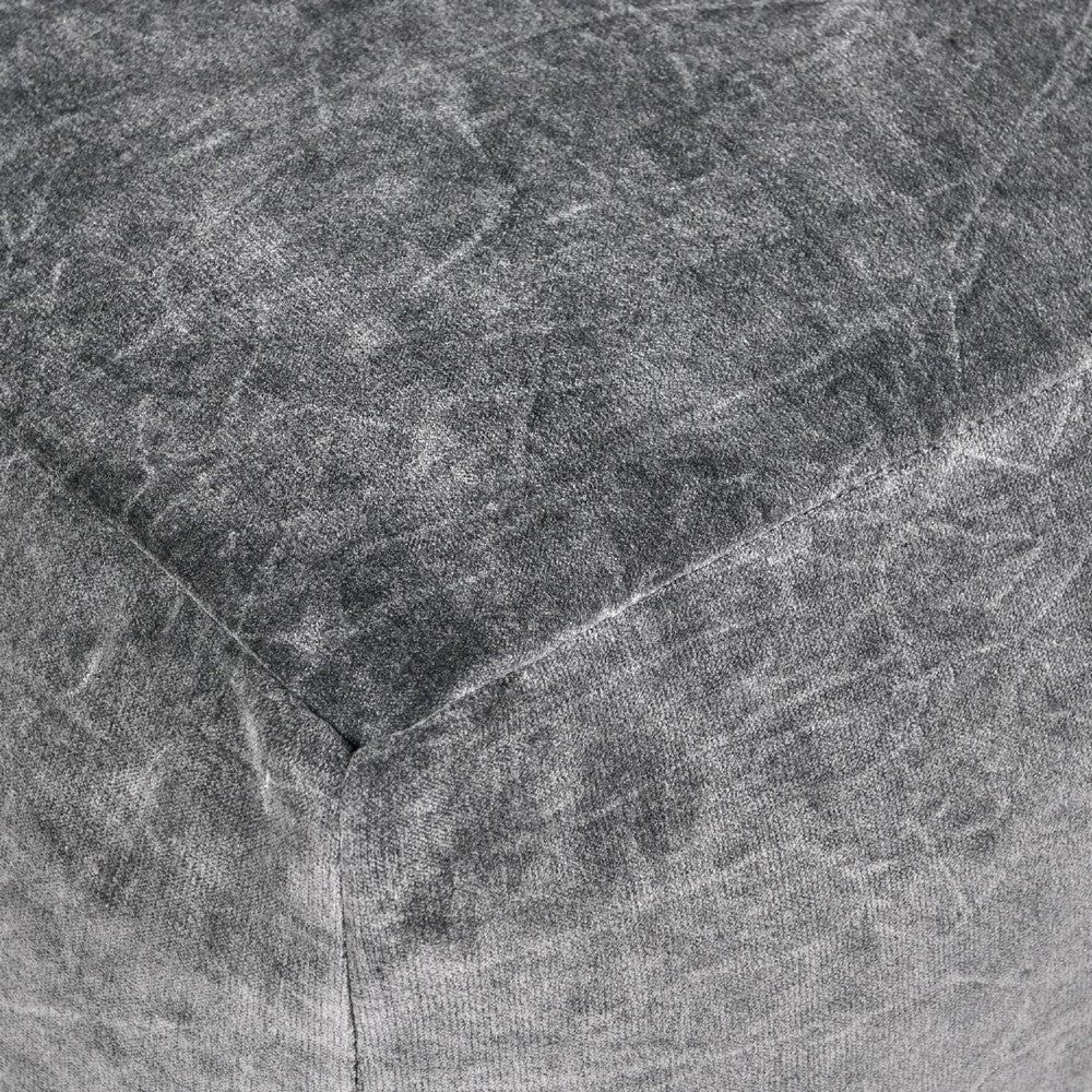 May Square Ottoman Pouf | 18’’ Vintage Stone Gray Velvet | Polyfill