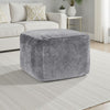 May Square Ottoman Pouf | 18" Vintage Stone Gray Velvet | Polyfill