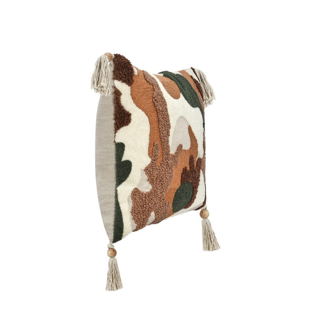 Kart Square Accent Throw Pillow | 22’’ | Brown White Cowhide Design BM333047